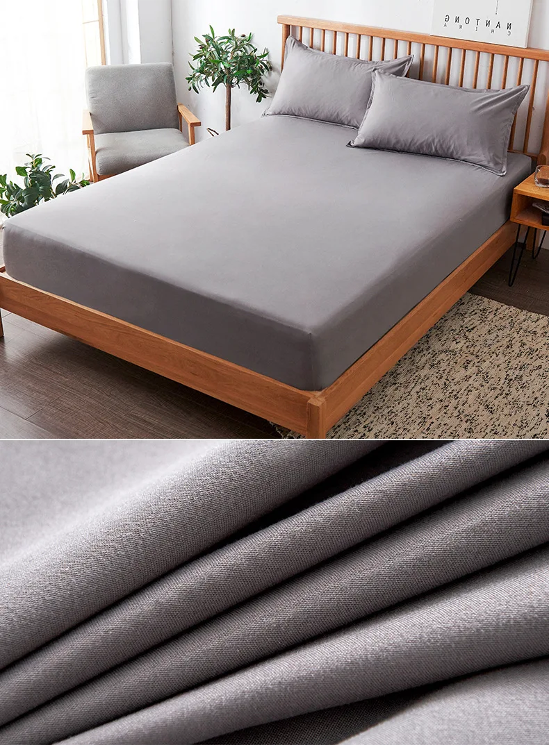 Description Picture 2 of itemAdjustable Fitted Sheet No Pillowcase Elastic Band Bed Protector Bedding Luxury 100% Cotton Mattress Cover Linen Classic Quality