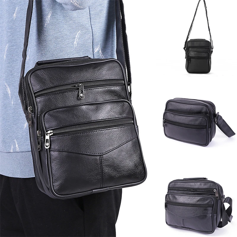 

Cross-Body Leather Men's Bag Leather Shoulder Briefcase Handbag Multi-Function Large Capacity Business Waterproof