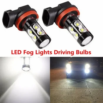 2x H8 H10 H11 Led HB4 9006 HB3 9005 Fog Lights Bulb 10SMD 50W 1200LM 6000K White Car Driving Running Lamp H4 H7 H16 LED Light 1