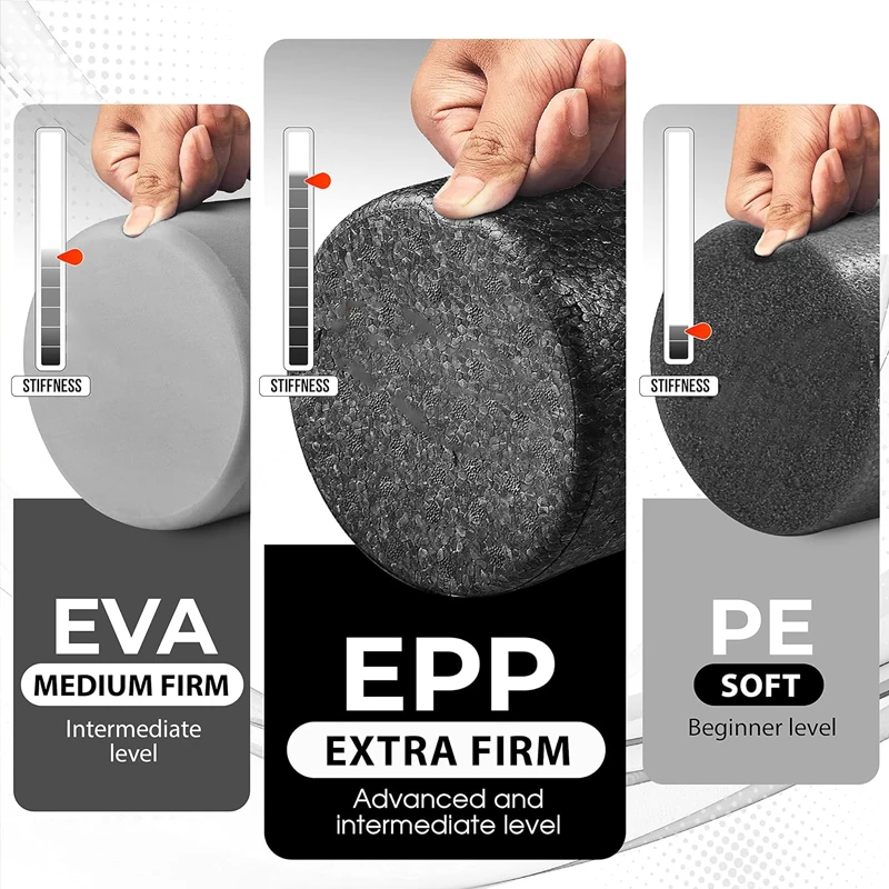 고밀도 폼 롤러, 단단한 전신 운동 마사지 도구, 등 스트레칭 요가 필라테스 운동 후 근육 회복