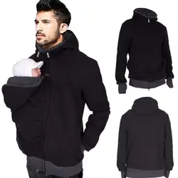 2023 New Autumn Winter 3-in-1 Detachable Baby Sleeping Bag Multifunctional Kangaroo dad Hooded Sweater Jacket men's