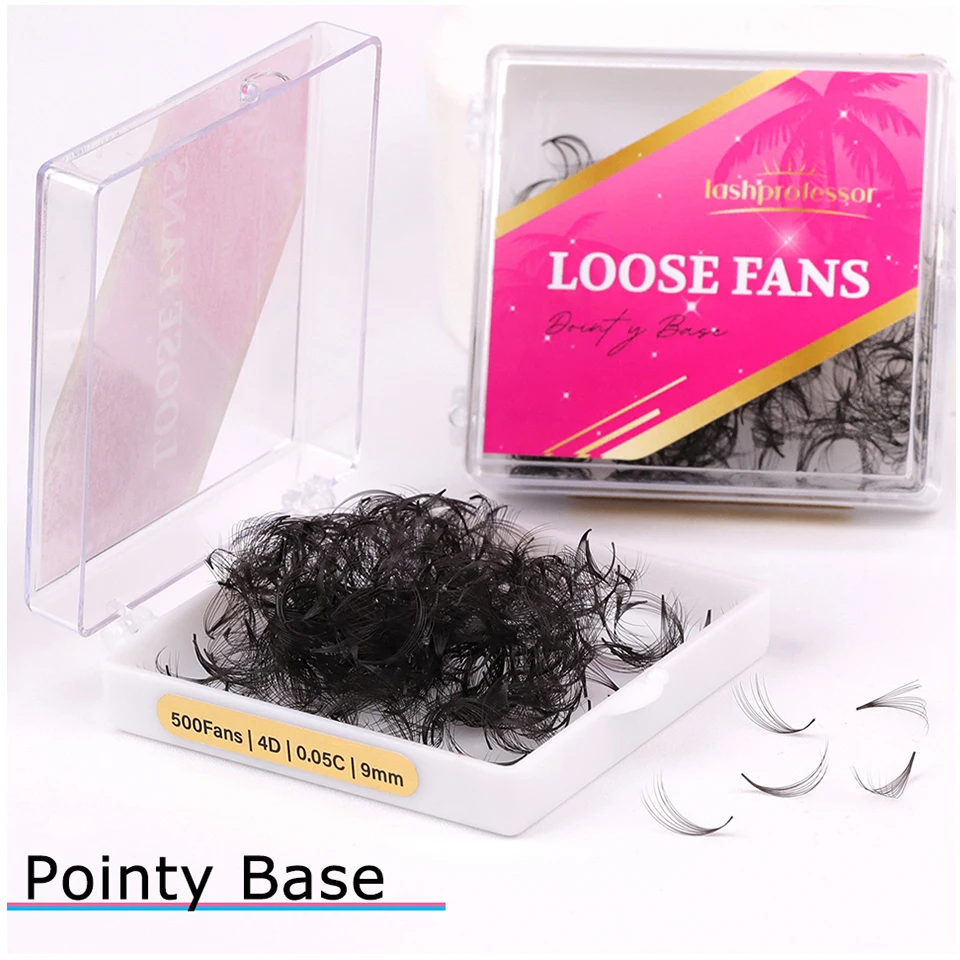 3D-16D Slim Thin Pointy Base Russian Volume Fans Narrow Medium Stem Premade Volume Fans Lash Loose Fans Extension Ciglia Makeup