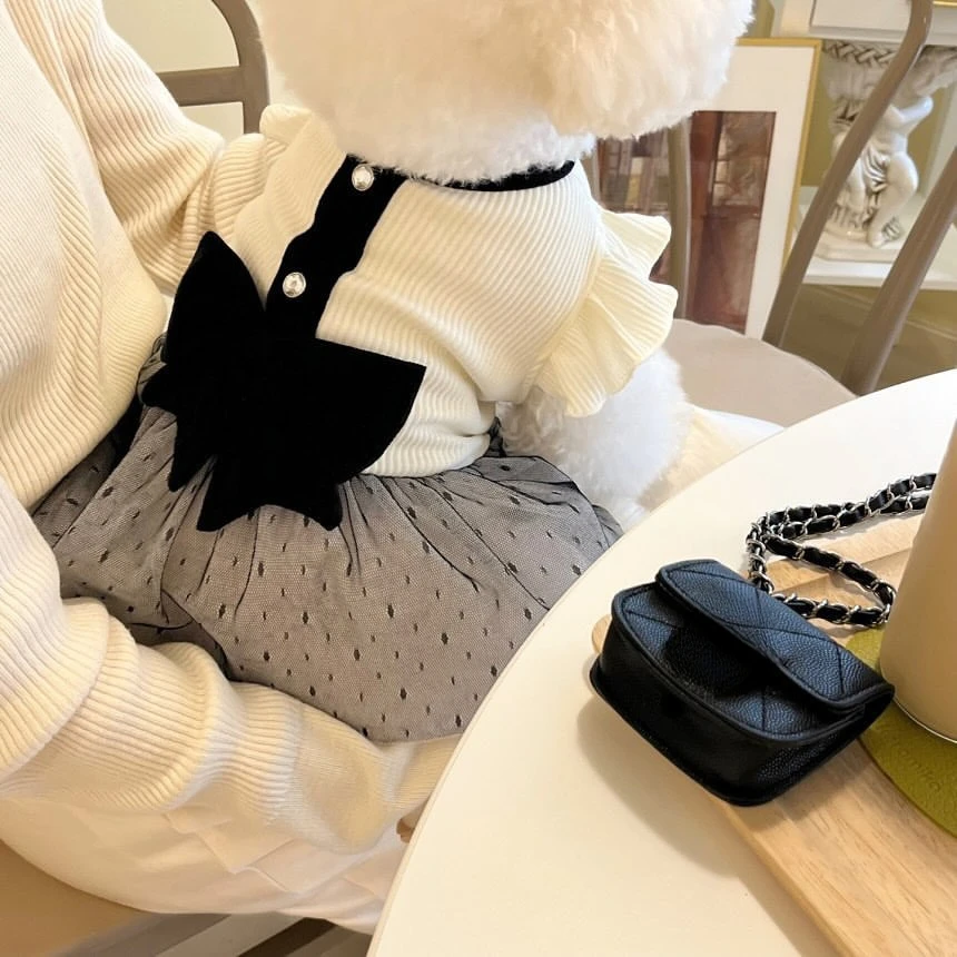 Black and White Bow Skirt for Puppy, Cat Dress, Spring and Summer