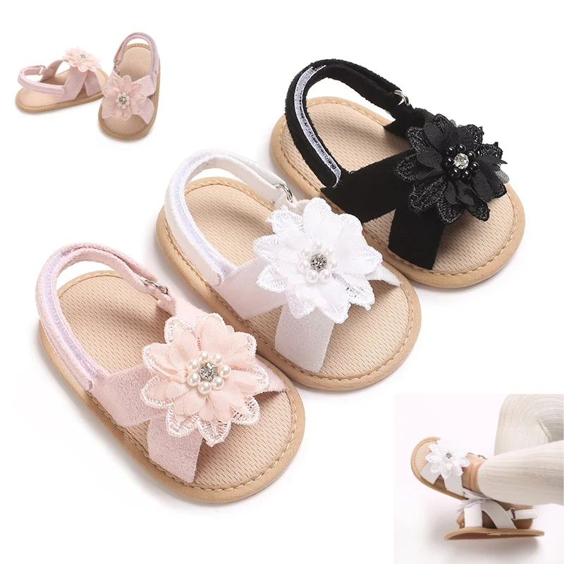 New 0-18 Month Baby Anti Slip First Walking Shoes Sweet Flower Sandals For Baby Girls Summer Soft Soled Flat Bottomed Princess