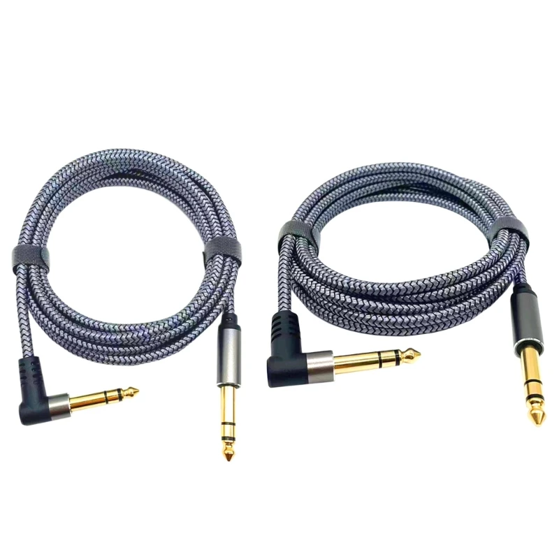 6.35mm  6.35mm 기타 케이블, 1m 또는 2m 전문 구리 와이어 앰프 케이블 잭 일렉트릭 기타용 악기 케이블