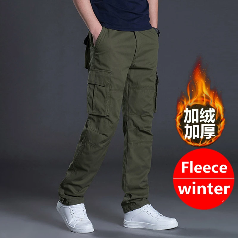 Men's Cargo Pants Mens Casual Multi Pockets Military Large Size Tactical Pants Men Outwear Army Straight Winter Pants Trousers 3