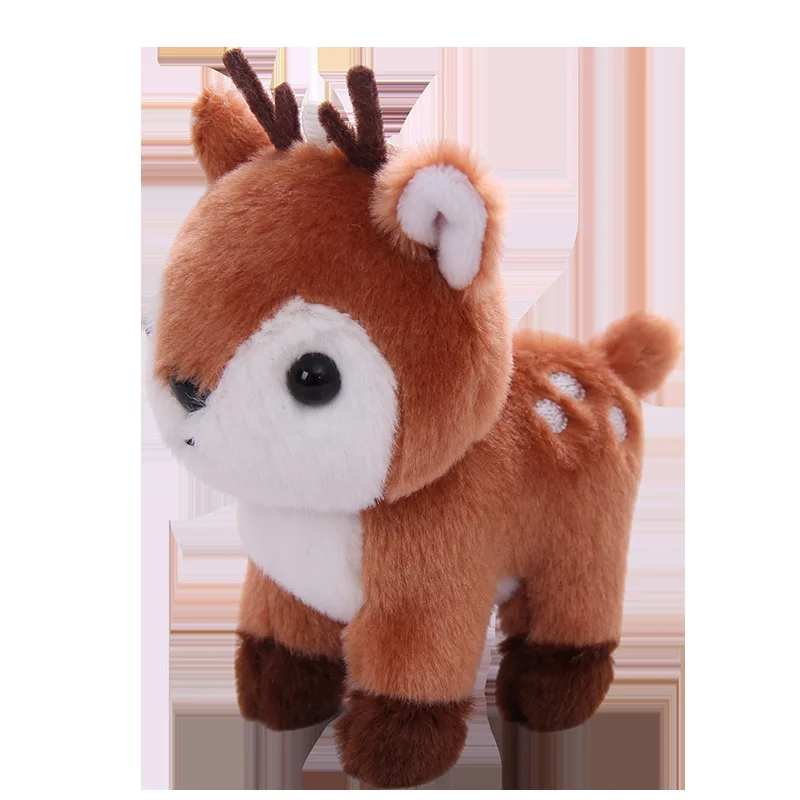thumbnail image 1 of 10cm Cartoon Deer Soft Stuffed Plush Toy Animal Fluffy Elk Doll Fawn Keychain Backpack Pendant Christmas Gifts for Kids, 1 of 5