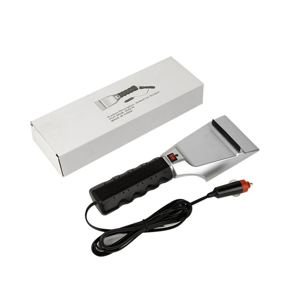 12V Winter Car Heating Ice Scraper Heated Windshield Window Snow Shovel Wiper Remover Powered Cigarette Socket SUV Car Window