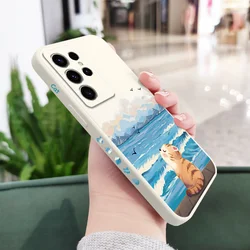Charming Seaside Cat Phone Case - Whimsical Coastal Design Cover - Galaxy S25 Ultra (White 2)