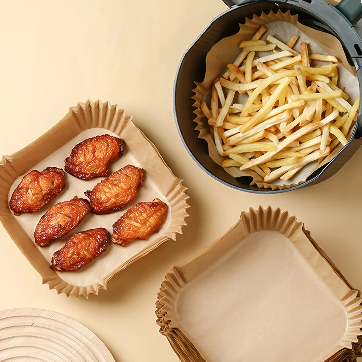 30/50/100Pcs Air Fryer Disposable Paper Non-Stick Airfryer Baking Papers Round Air-Fryer Paper Liners Paper Kitchen Accessories 4