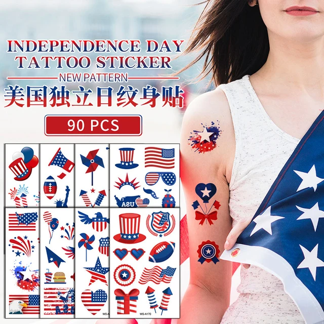 1pc Independence Day Tattoo Sticker Flag Celebration Party - Temu