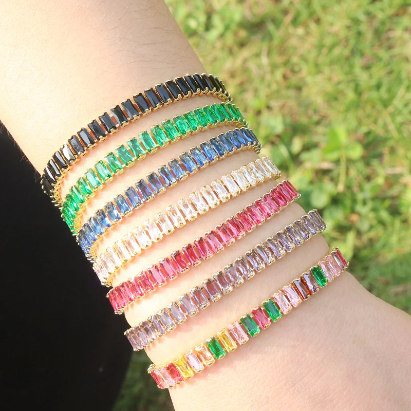 Mix Farbe Micro-intarsien Zirkon Tennis Armband für Frauen 2022 Neue Regenbogen Armband Homme Schmuck Zubehör Großhandel