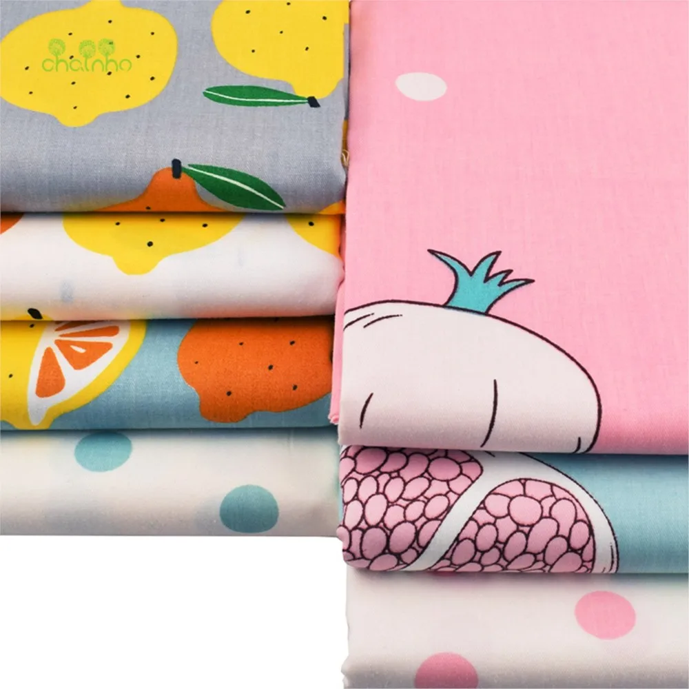 Chainho,Printed Twill Weave Cotton Fabric,Patchwork Cloth,DIY Sewing Quilting Material,Fruit Series,2 Specification,CC207