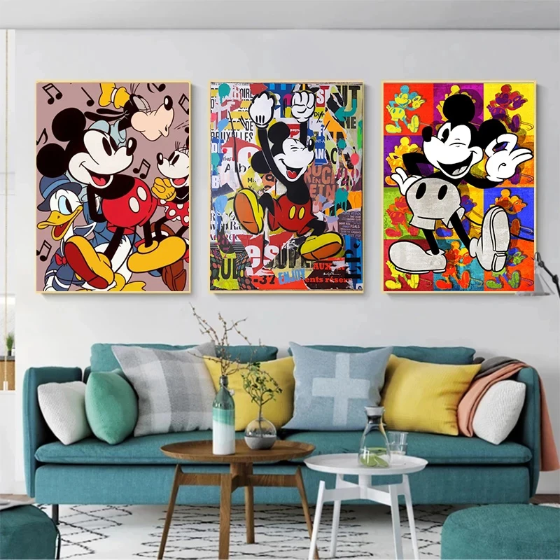 

Disney Cute Cartoon Mickey Mouse Poster Art Donald Duck Anime Canvas Printing Children's Room Wall Art Home Room Decor Pictures
