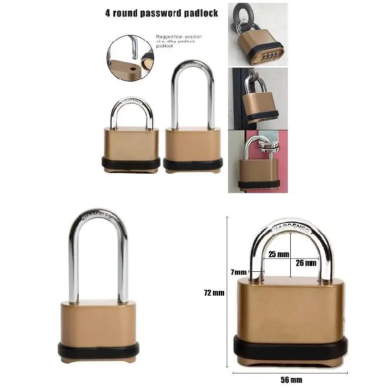 4-Digit Number Combination Padlock Waterproof Strong Hardened Suitable for Indoor Outdoor Fence Door Sturdy Password Code Locks