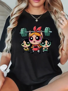 Girls Super Powerful Blouse Training Harajuku Short Sleeve Casual Women's T-shirt Clothing Street Tops Tees Aesthetic Clothes 1