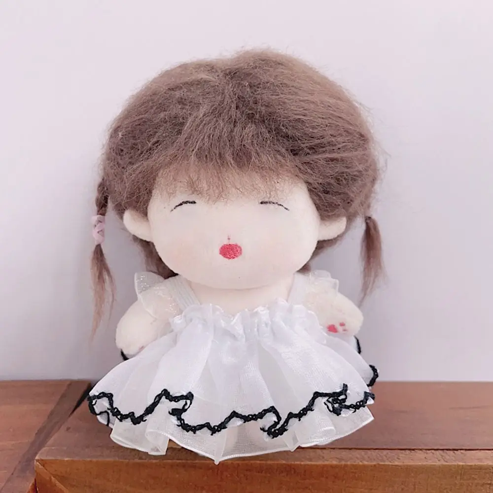 10CM Doll Clothes Fashion Suspenders Lace Princess Dress With Black Trim Plush Toys Clothes 12BJD Dolls Accessories Kids Toys