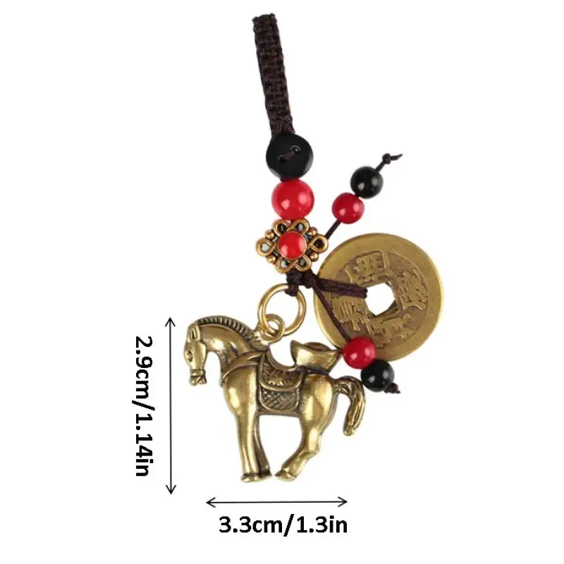 2026 Year Of Chinese Zodiac Horse Lucky Pendant Keychain Copper Feng Shui Wealth Key Ring Women Men Bag Charm Jewelry Gift