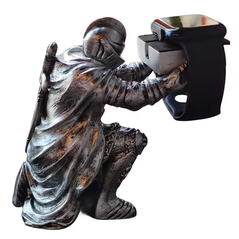 Black Warrior Figurine Watch Charging Stand and Holder