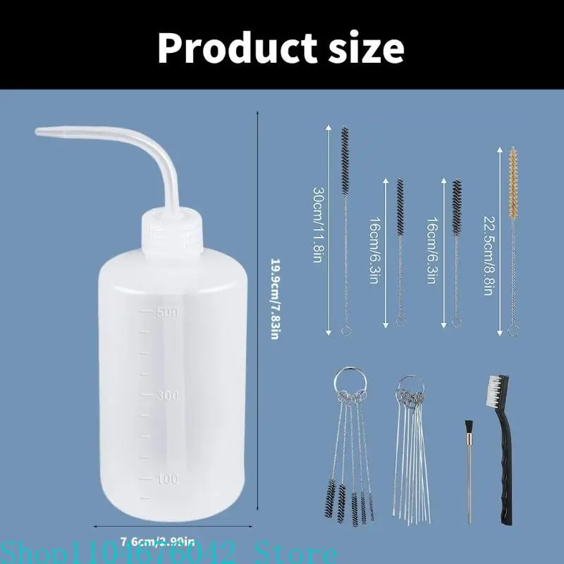 24Pieces Sprayer Paint Cleaning Set with 4 Squeeze Bottles and 21 Brushes for Enhances Sprayer Long Time Use Designs