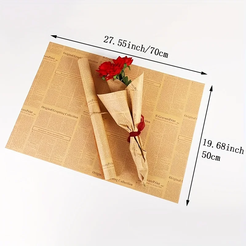 5 Stück Vintage Geschenkblumen-Geschenkpapier, englisches Kraftpapier – Detail 1