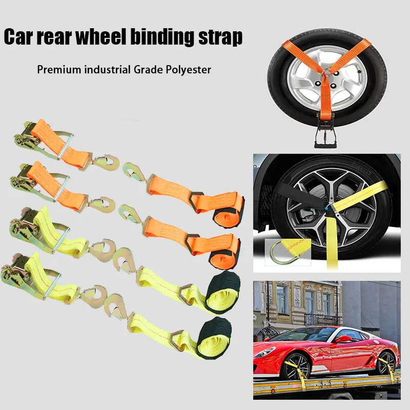 2pcs Trailer Ratchet Tie Down Straps with Padded Handles Hook Brake Binding Belt for Moving Securing Cargo Motorcycle