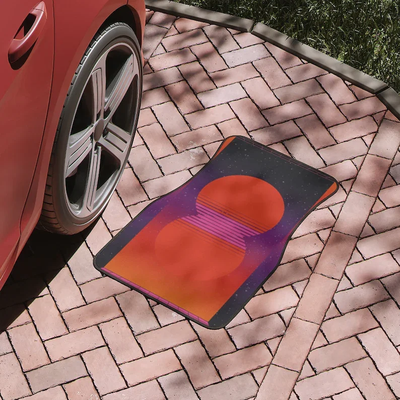 

80s Neon Retro Car Floor Mat, Aesthetic Abstract Retro Car Floor Mat, Minimalist Car Accessories, Black Red Retro Car Accessorie