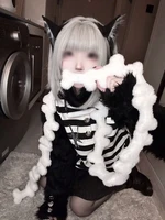 Y2k Aesthetic Furry Bone Long Scarves Streetwear Kawaii Cute Solid Color Women Scarf Winter Harajuku Fairy Grunge Neckerchief