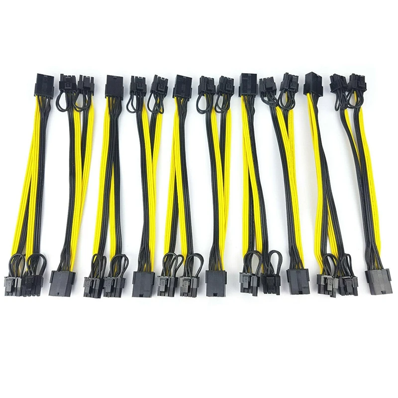 

10 шт., 8-контактный разъем PCI Express на Dual PCIE 8 (6 + 2), кабель питания 20 см, видеокарта PCI-E GPU, кабель питания, сплиттер