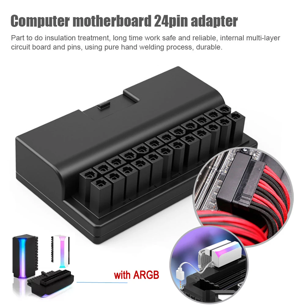 ATX 24 Pin to 90 Degree Power Plug Adapter Mainboard Motherboard Power Supply Cable Connectors Modular DIY Mounting Accessory power plug adapter power adapter