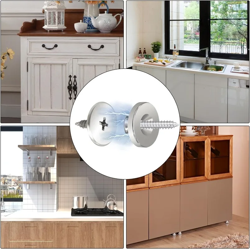 Chiusure Magnetiche per Mobili, Chiusura Magnetica Nascosta, Fermi per Ante di Cucina e Cassetti, Accessori Hardware - immagine 6