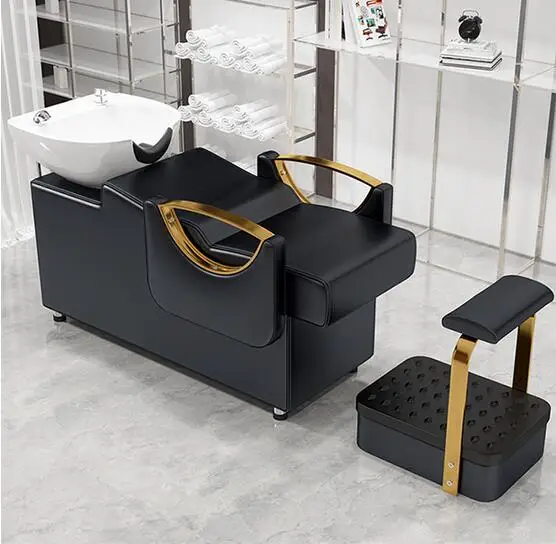 Hairdresser special shampoo bed high-grade semi lying punch bed light luxury net red hair washing machine