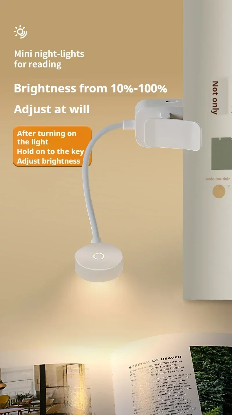 Led Table Lamp USB Rechargeable Night Light With Folding Clamp Study Stand Read Lamp Touch 3 Modes Dimming Eye Protection Light