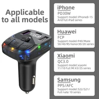 Car FM Transmitter 30W PD Type C Dual USB Fast Charger 6