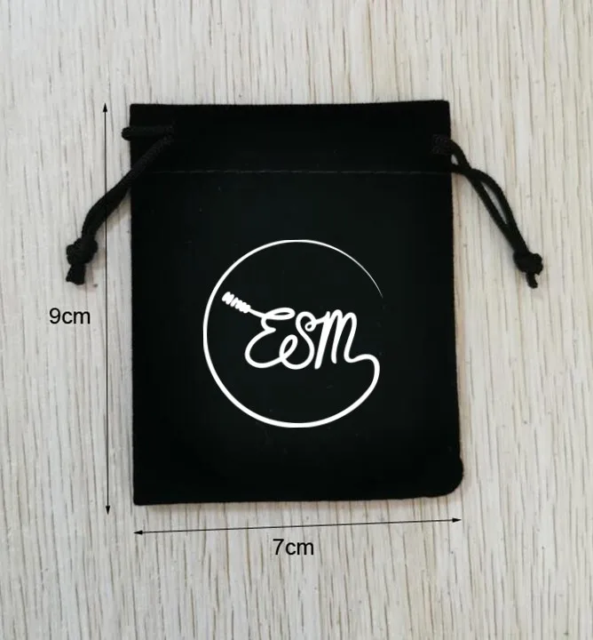 100 Pieces Customised Logo 7x9cm Black Velvet Bags Jewelry Pouches Printed With White Logo