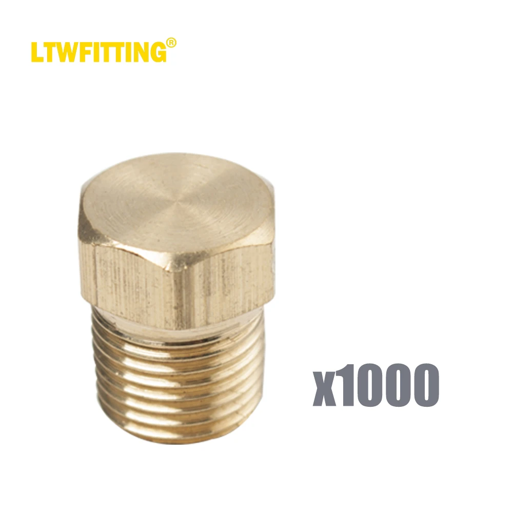 LTWFITING 황동 파이프 솔리드 육각 헤드 플러그 피팅, 1/8 인치 수 NPT 공기 연료 워터 보트 (1000 팩)