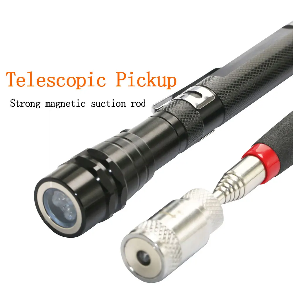 Magnetic Picker Telescopic Pen with Light Mini Portable Magnet Pick Up Tool Extendable Pickup Rod Stick for Picking Up Screws Nut Bolt