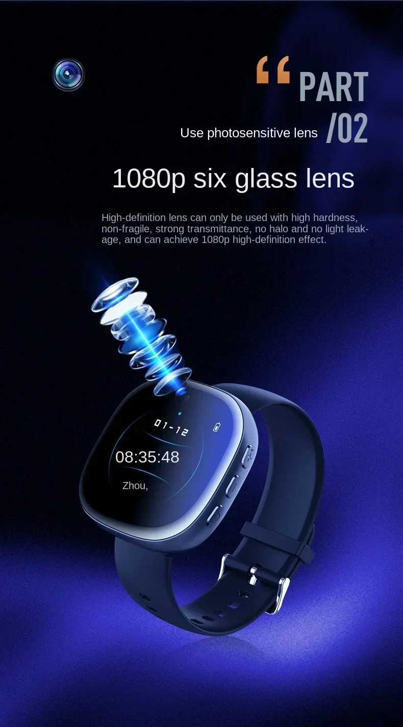 Close-up of 1080p HD watch camera lens