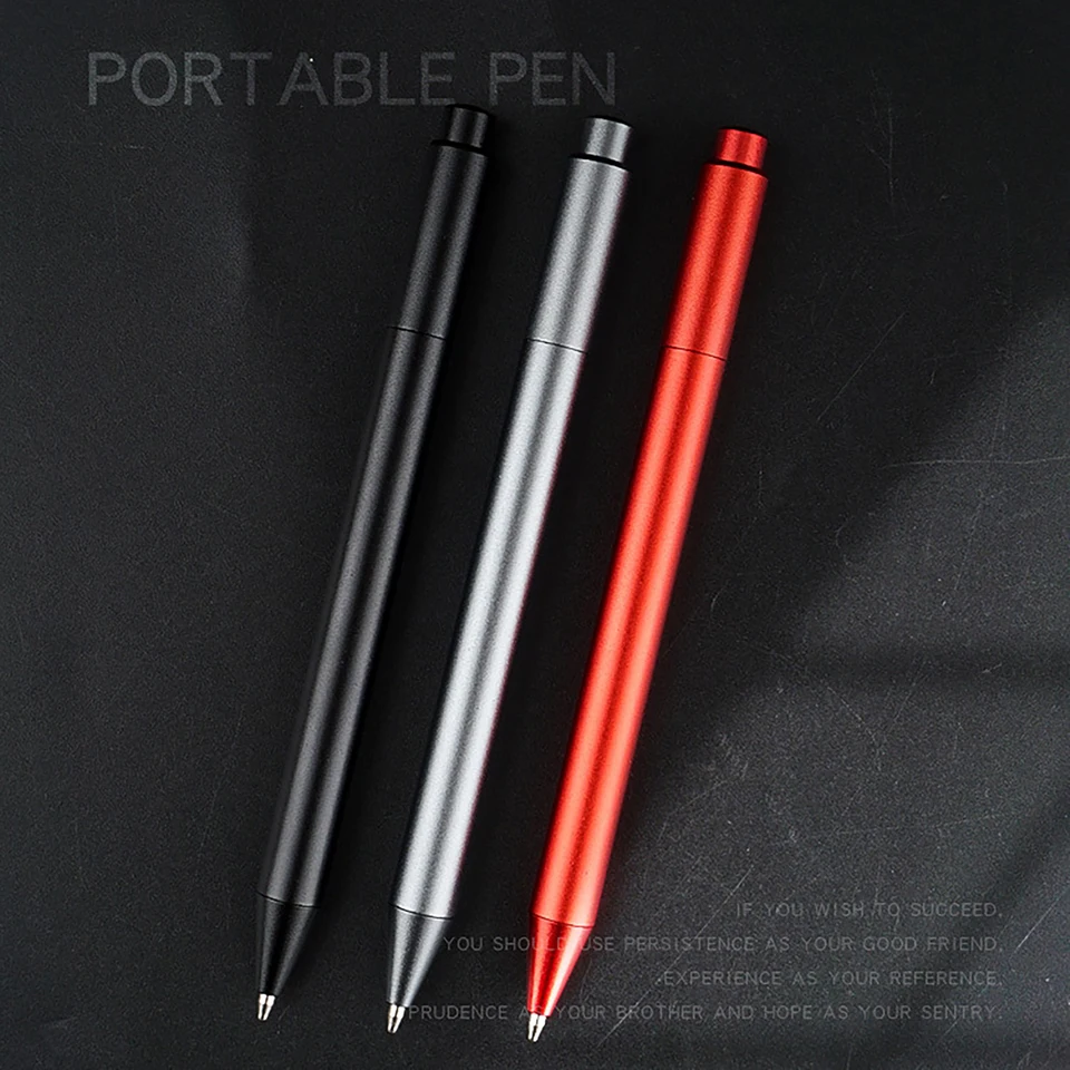 Super fine light CNC Aluminum metal knock ballpoint pen self