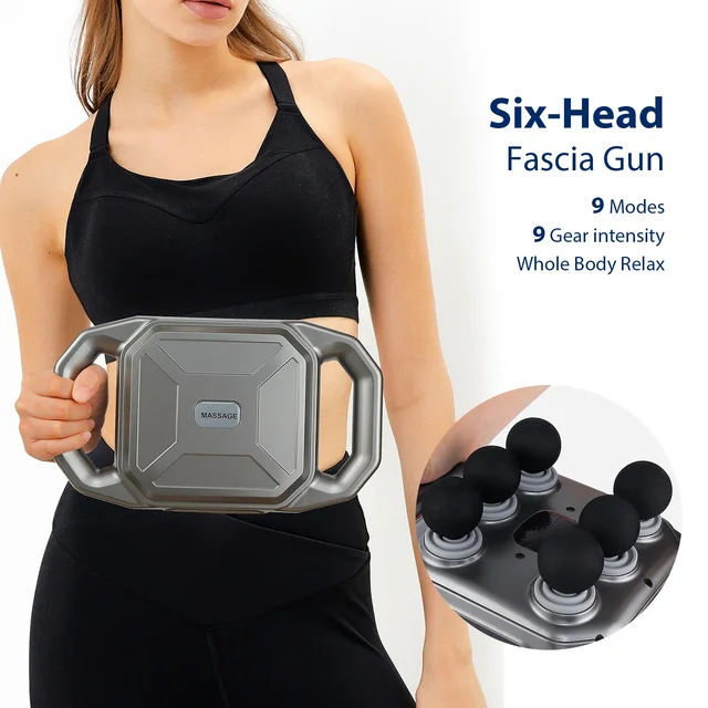 Fascia Gun 6 Heads Massage Gun High-frequency Vibration Body Relaxation Electric Massager for Back Leg Neck Deep Tissue