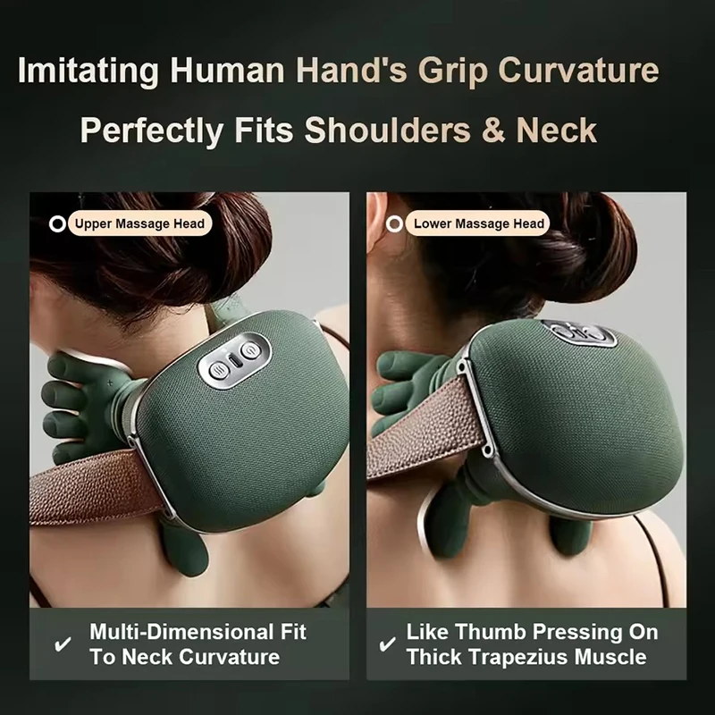 2025 Bionic Neck Shoulder Massager Kneading Massager Shawl 3-Level Modes Neck Cervical Waist Leg Body Muscles Massage Pillow