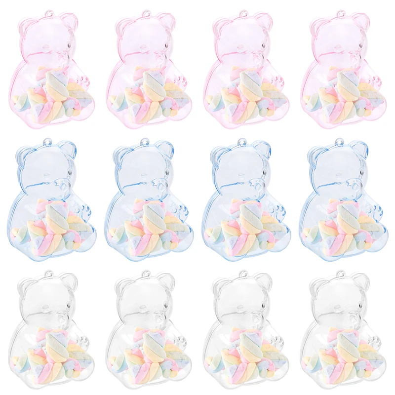 10pcs Bear Shape Candy Box Transparent Jewelry Snack Gift Packaging Box Wedding Birthday Party Decor Supplies Baby Shower Favors