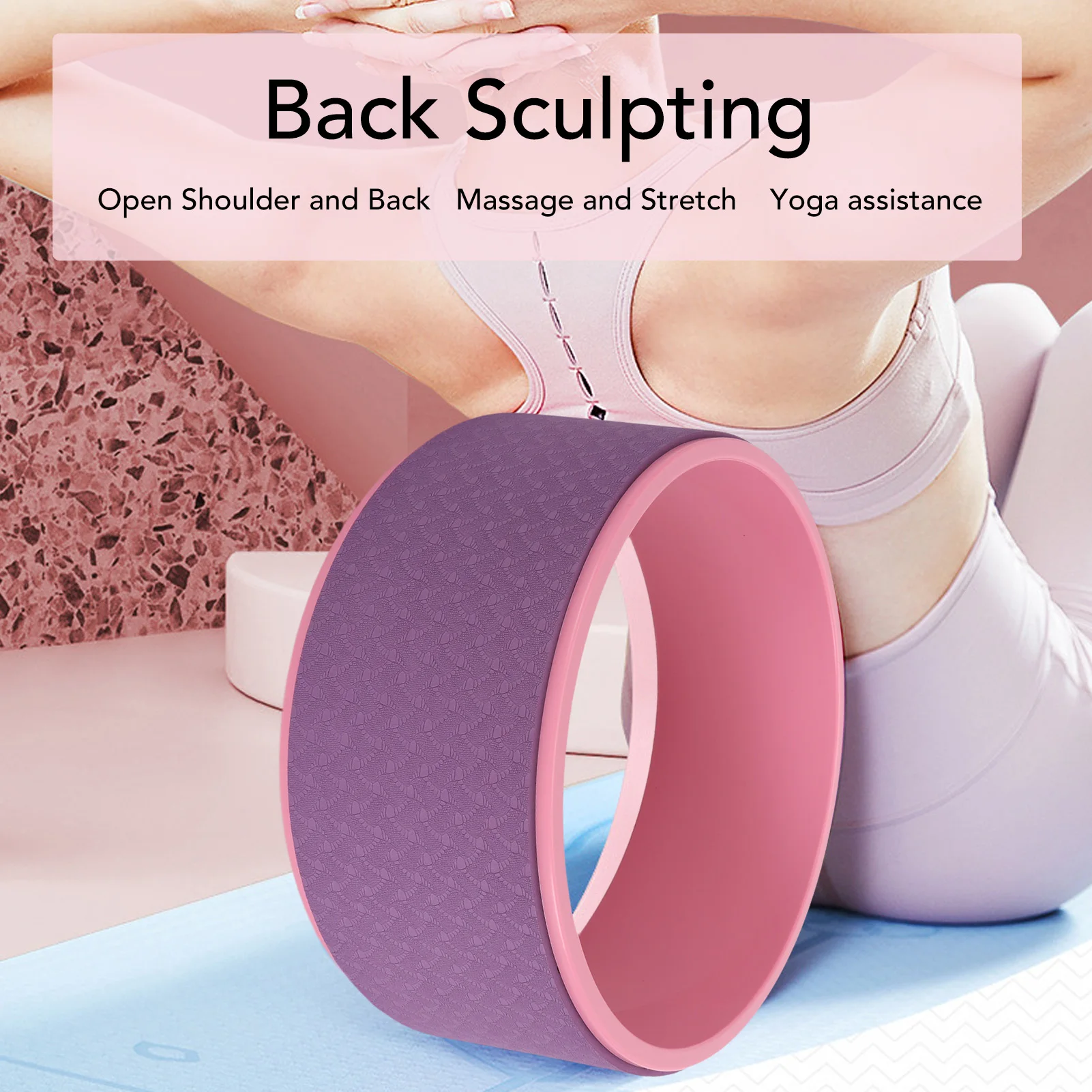 Back Roller Wheel Massage Improving Poses Stretching Wheel Foam Roller For Home Purple