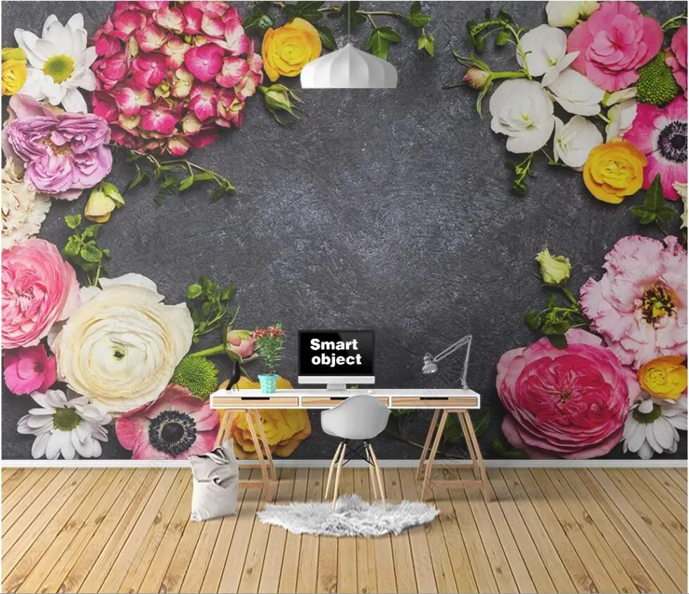 

custom mural 3d photo wallpaper colorful flowers cement wall background painting home decor wallpaper for walls 3d living room