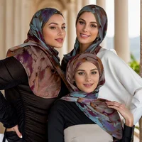 Watercolour Floral Printed Modal Breathable Light Weight Cotton Rayon Viscose Woven Modal Muslim Women 2024Printed Chiffon Hijab 1
