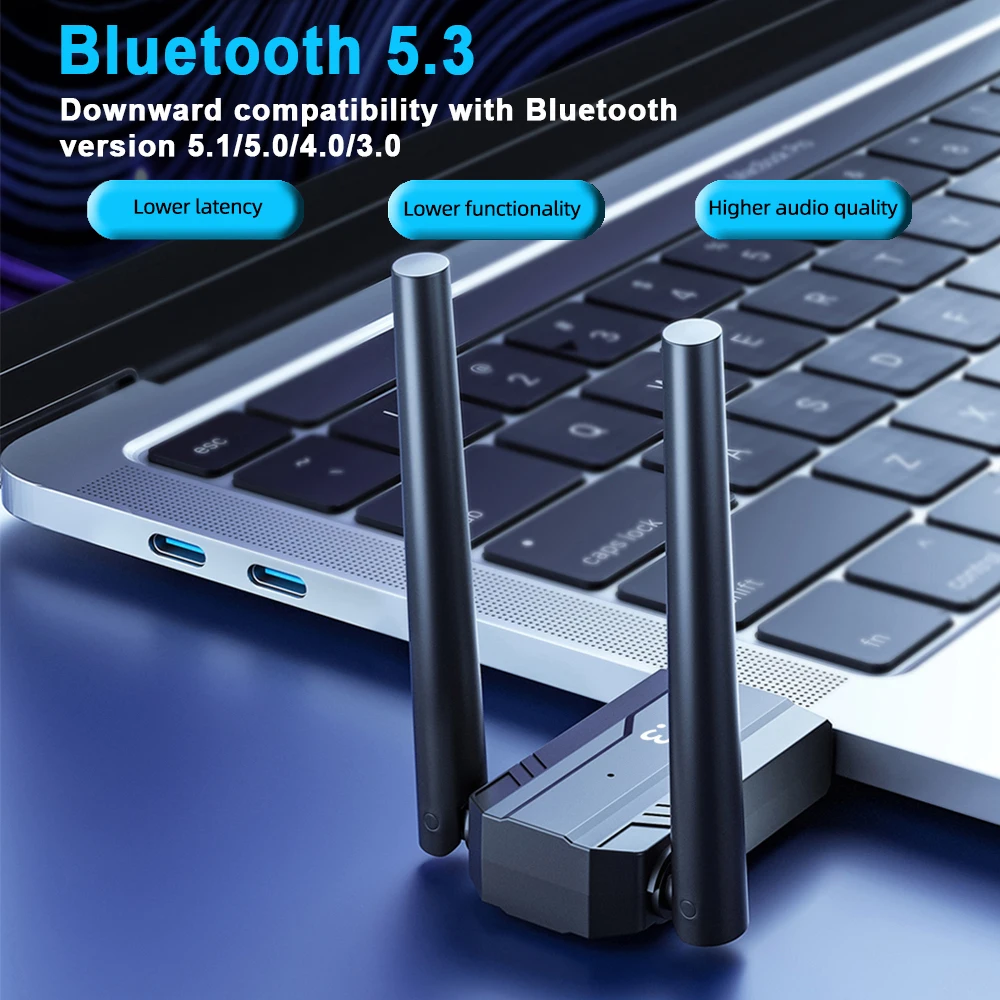 USB Bluetooth 5.4 5.3 Adapter for PC Speaker Wireless Mouse Keyboard Music Audio Receiver Transmitter Long Rang Bluetooth Dongle