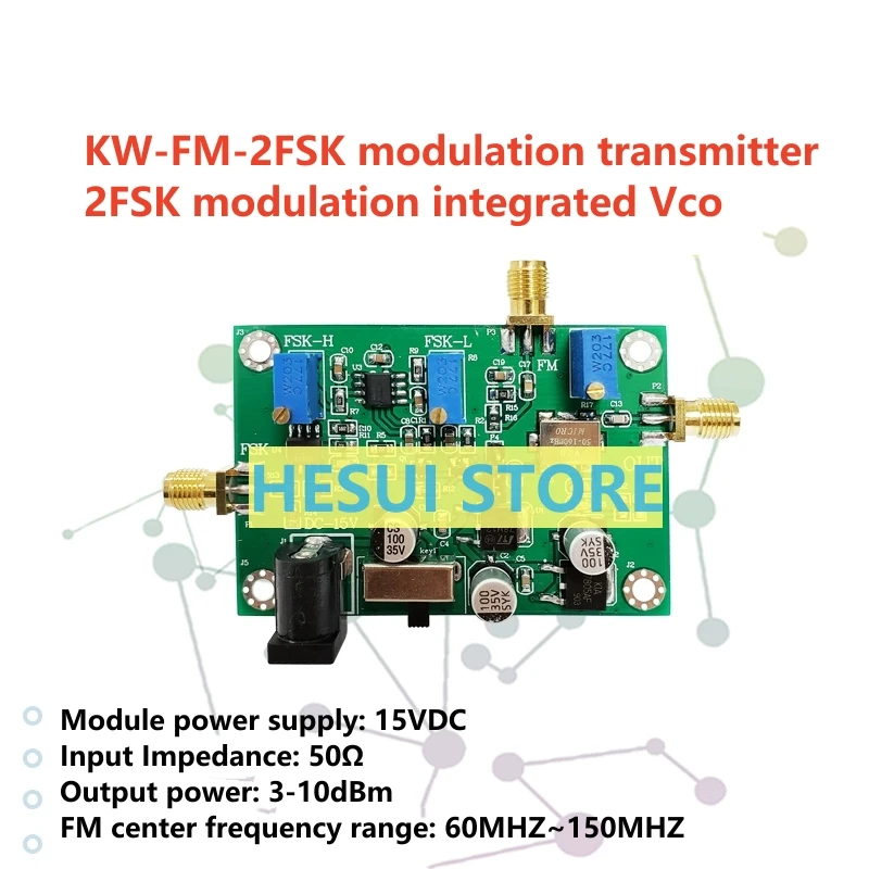 

FM transmitter FM modulation module board 2FSK audio signal modulation signal input 50M-160M adjustable