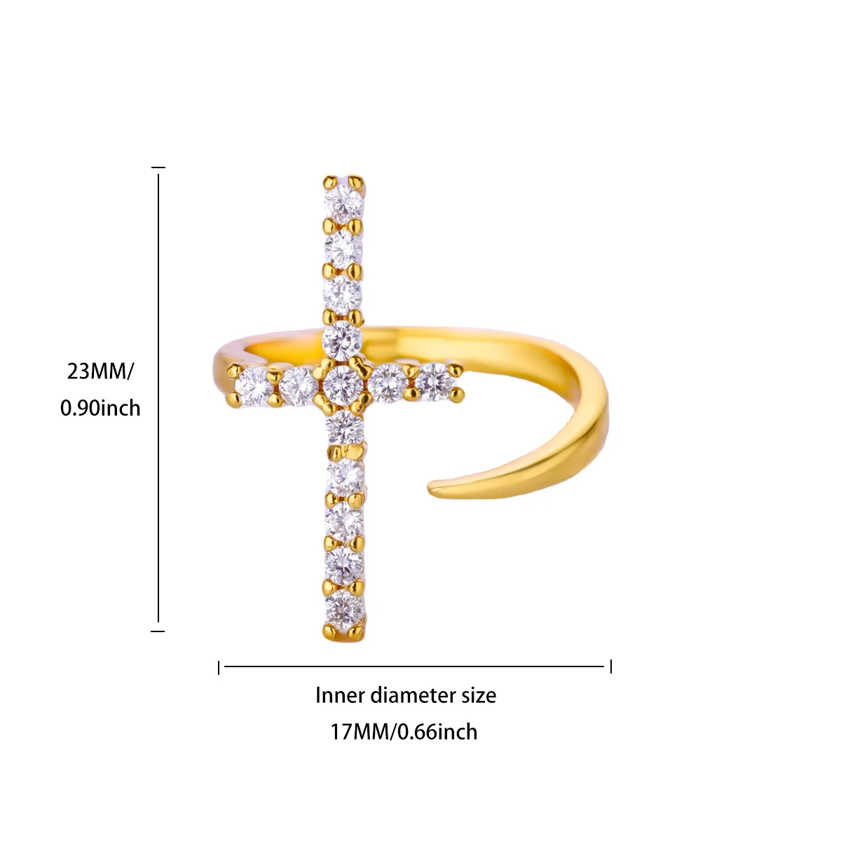 Luxury Zircon Cross Rings For Women Stainless Steel Crystal