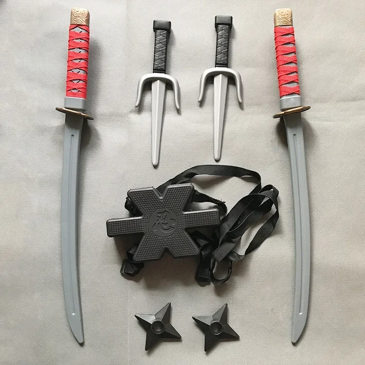 1: 1 Ninja Set Halloween Children's Japanese Samurai Cosplay Toys Knife Set Dart Toy Model Gifts Collection Bizarre Toys