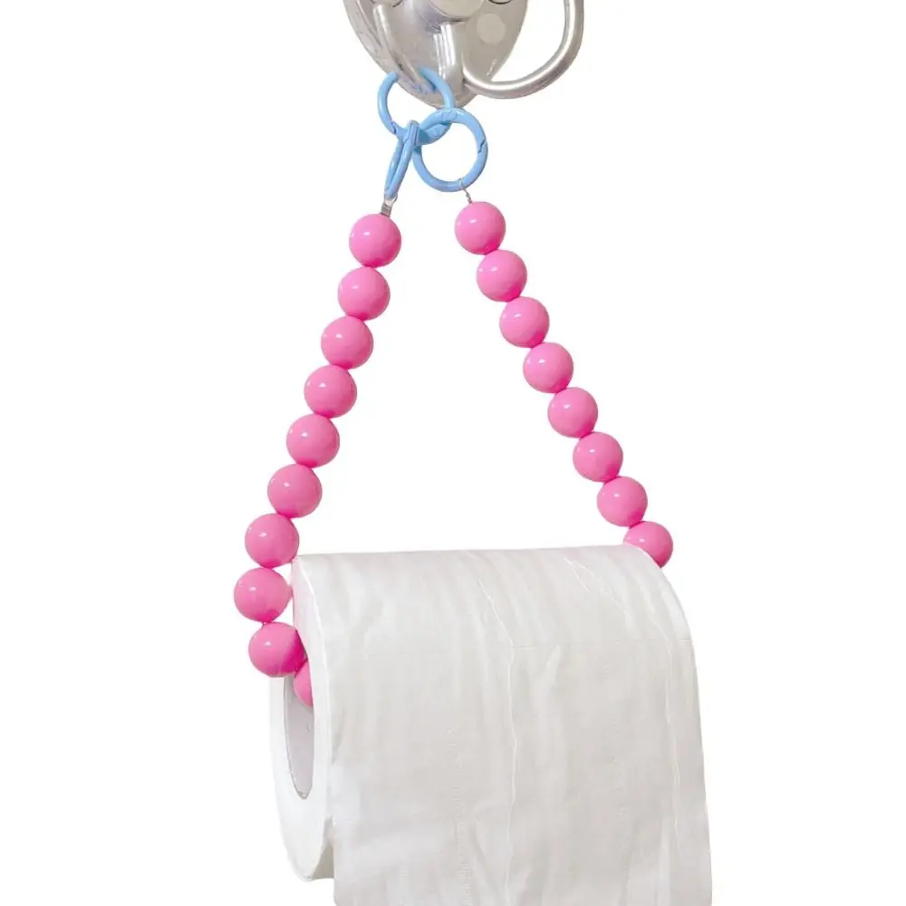 Dopamine Hanging Beaded Tissue Holder Non Punching Multifunctional Toilet Paper Roll Bracket Decoration Wall Mount Paper Towel Holder Toilet Paper Rack Toilet Paper Holder Toilet Roll Holder Tissue Holder